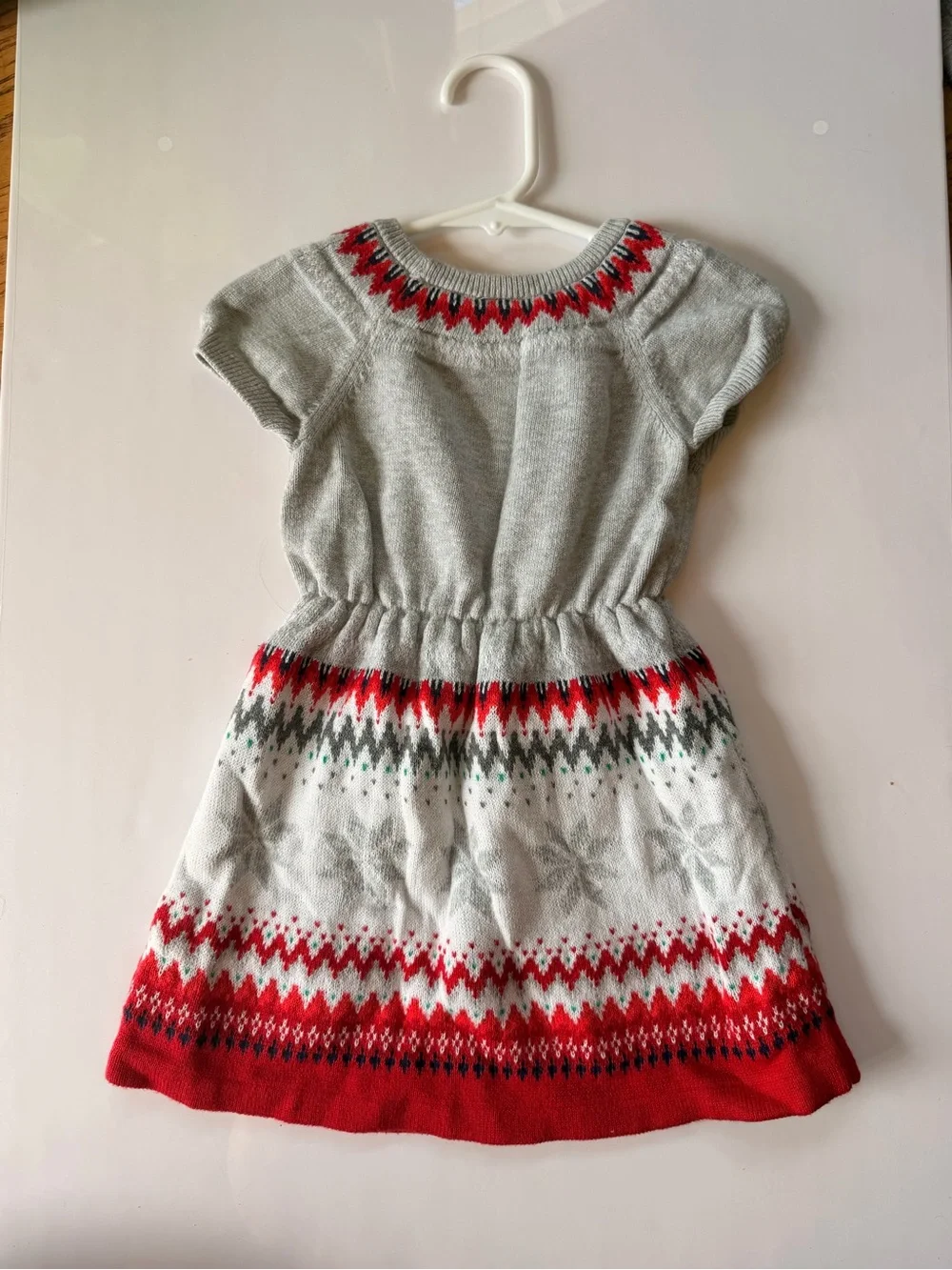 Gymboree Gray Knit Dress with Red Fair Isle Accents